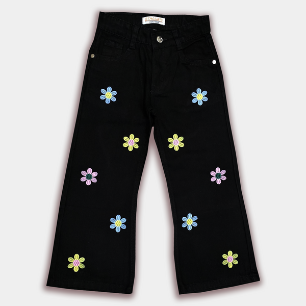 Black Flower Jeans